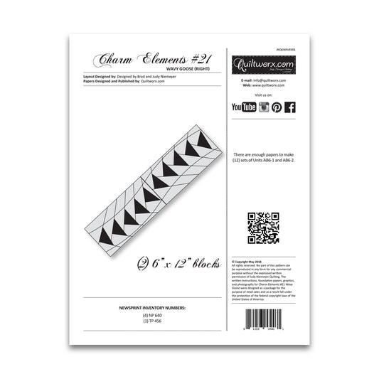 Charm Elements Pack #21 - Wavy Goose (Right) - Quiltworx  - JNQ6WAVE001