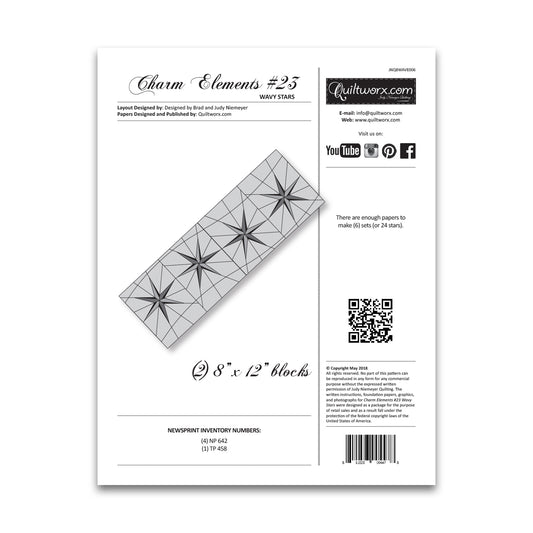 Charm Elements #23 8in Wavy Stars Pattern - Quiltworx - JNQ8WAVE006