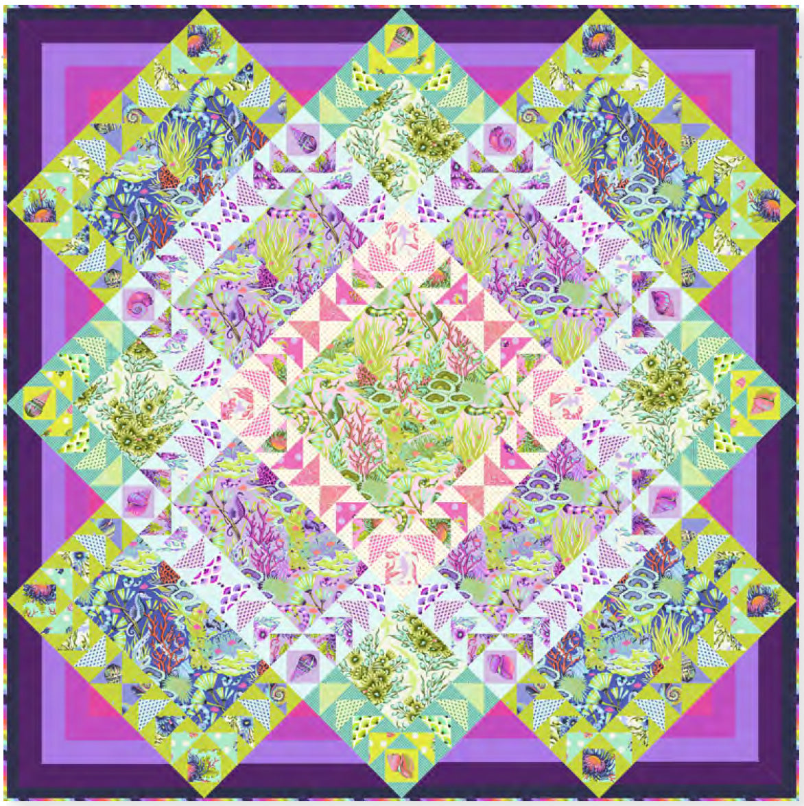 Coastal Current Quilt Kit, part of the Floral Reef fabric collection by Tula Pink. SKU KIT2QTTP.FRCC