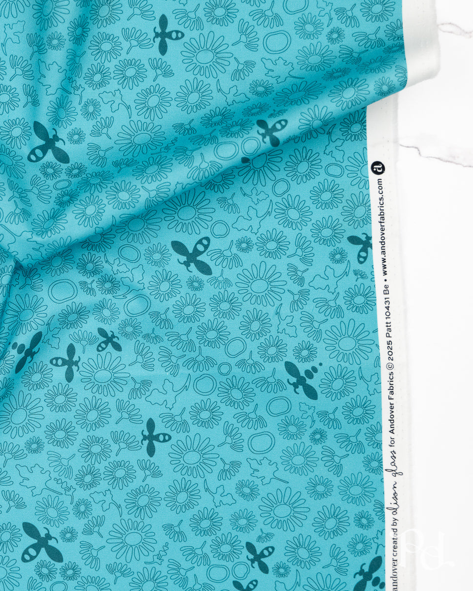 Bee Muted Peacock - Color Camp Dusk by Alison Glass - Half Yard Fabric (Preorder)