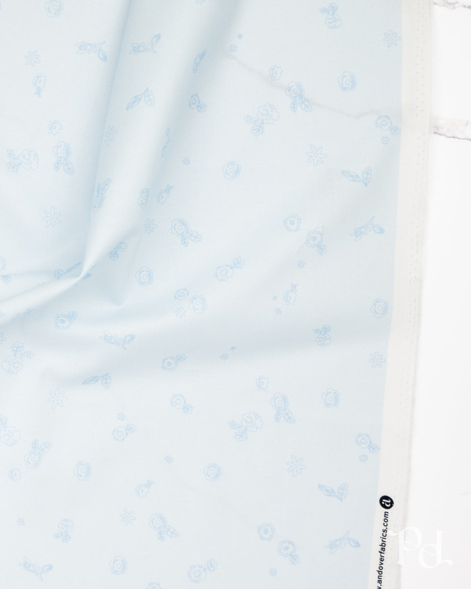 Sprig Lightest Cobalt - Color Camp Dusk by Alison Glass - Half Yard Fabric (Preorder)