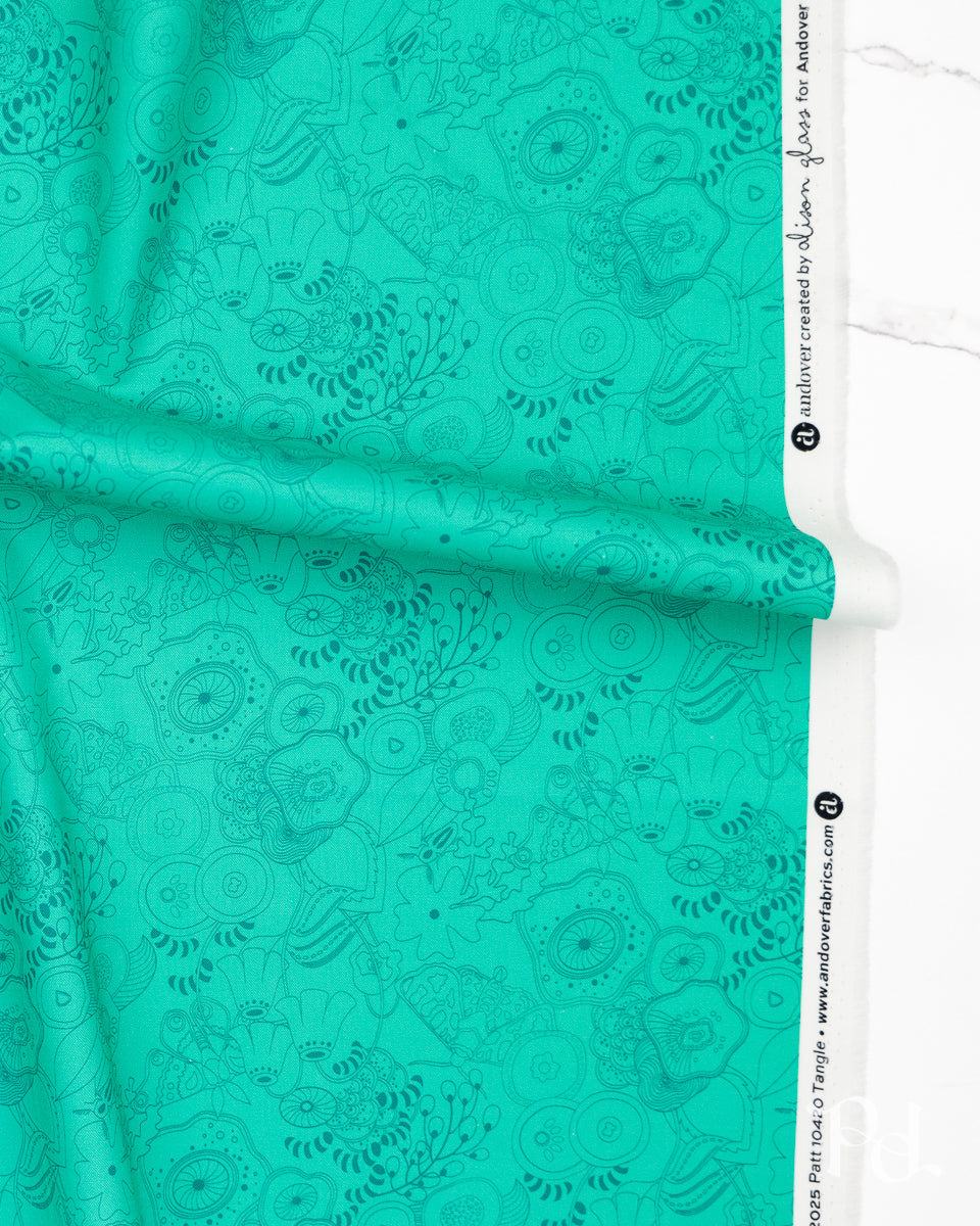 Tangle Teal - Color Camp Grove by Alison Glass - Half Yard Fabric (Preorder)