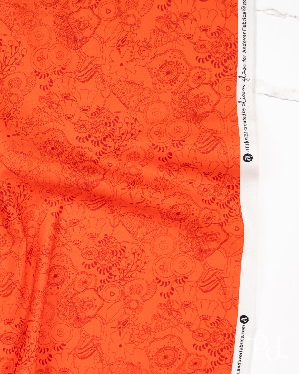 Tangle Poppy - Color Camp Sun by Alison Glass - Half Yard Fabric (Preorder)