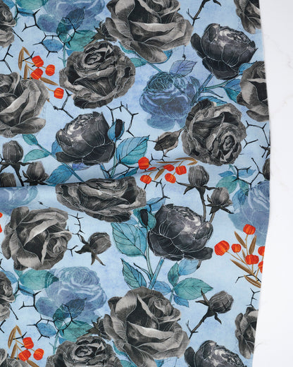 Rose Large Floral Sky - Coven by Robin Pickens - Half Yard (Preorder)