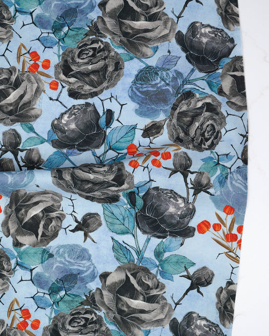 Rose Large Floral Sky - Coven by Robin Pickens - Half Yard (Preorder)