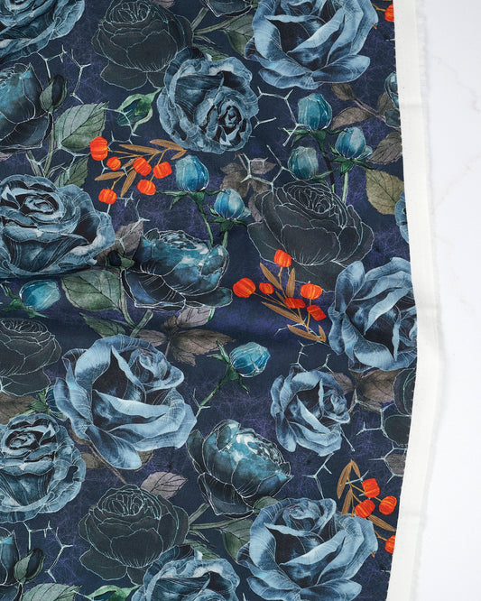 Rose Large Floral Midnight - Coven by Robin Pickens - Half Yard (Preorder)