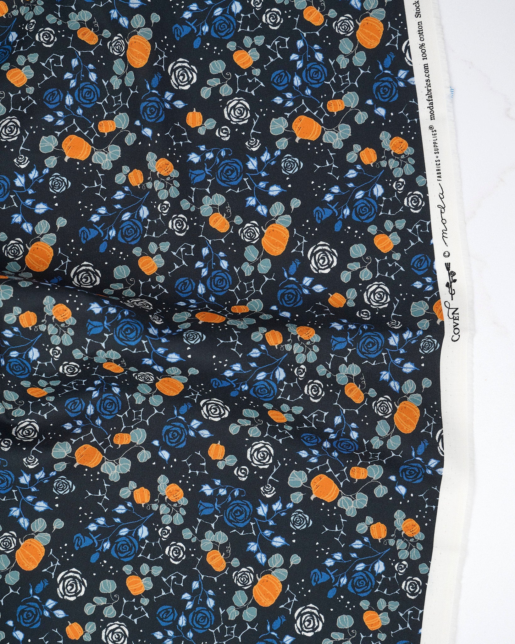 Small Garden Florals Onyx quilting fabric, part of the Coven fabric collection by Robin Pickens (SKU: 48803 16)