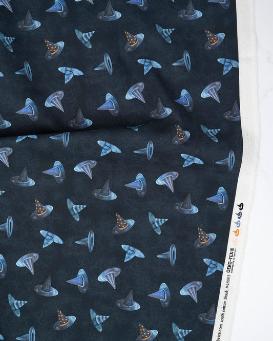 Witch Hats Onyx quilting fabric, part of the Coven fabric collection by Robin Pickens (SKU: 48805 16)