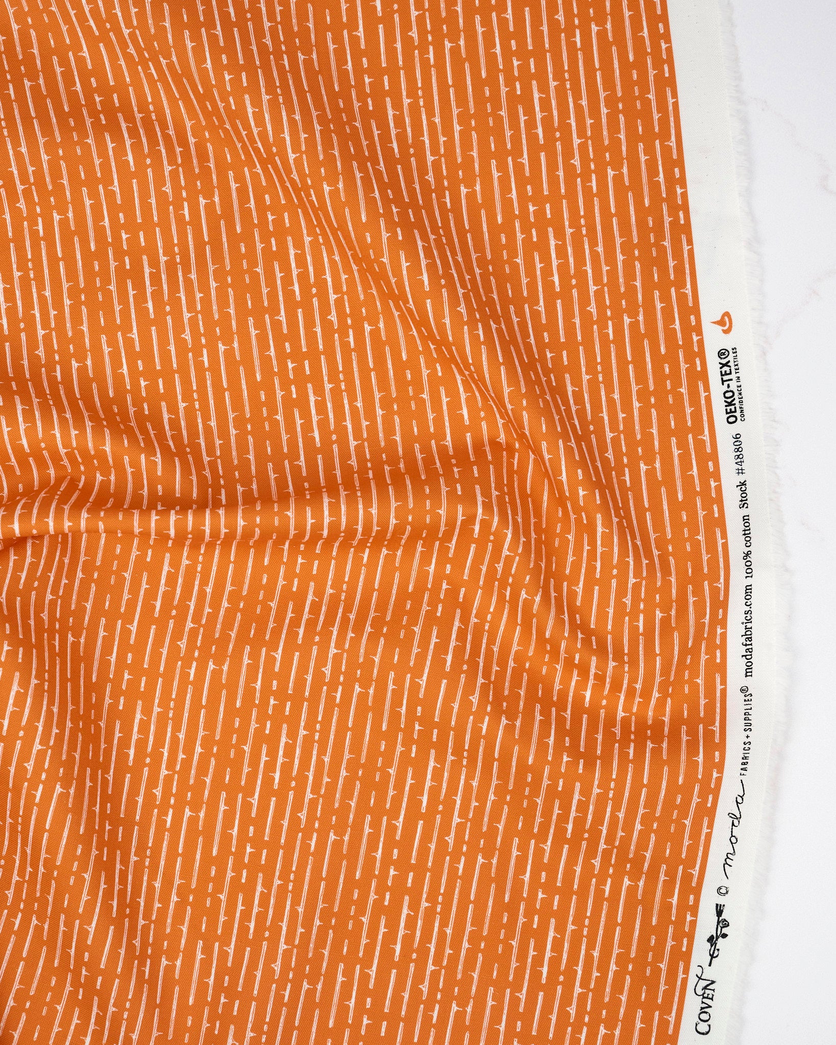 Thorny Stripes Pumpkin Spice quilting fabric, part of the Coven fabric collection by Robin Pickens (SKU: 48806 13)
