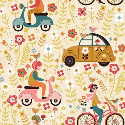 A closeup shot of the quilting fabric pattern called L'Art de Vivre, designed by Bee Brown. The SKU is DABON2523-V11.