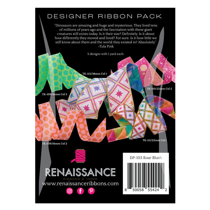 Renaissance Ribbons - Tula Pink - Roar in Blush - Designer Pack