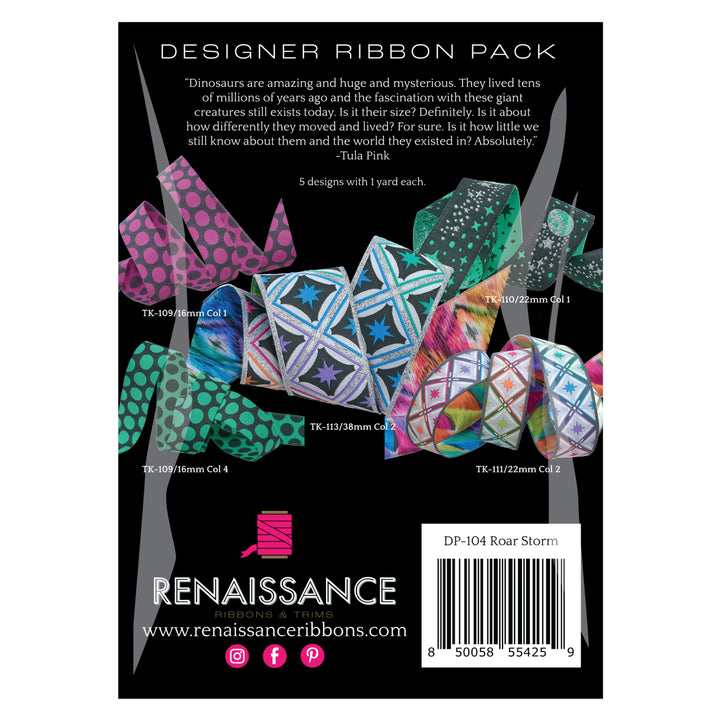 Renaissance Ribbons - Tula Pink - Roar in Storm - Designer Pack
