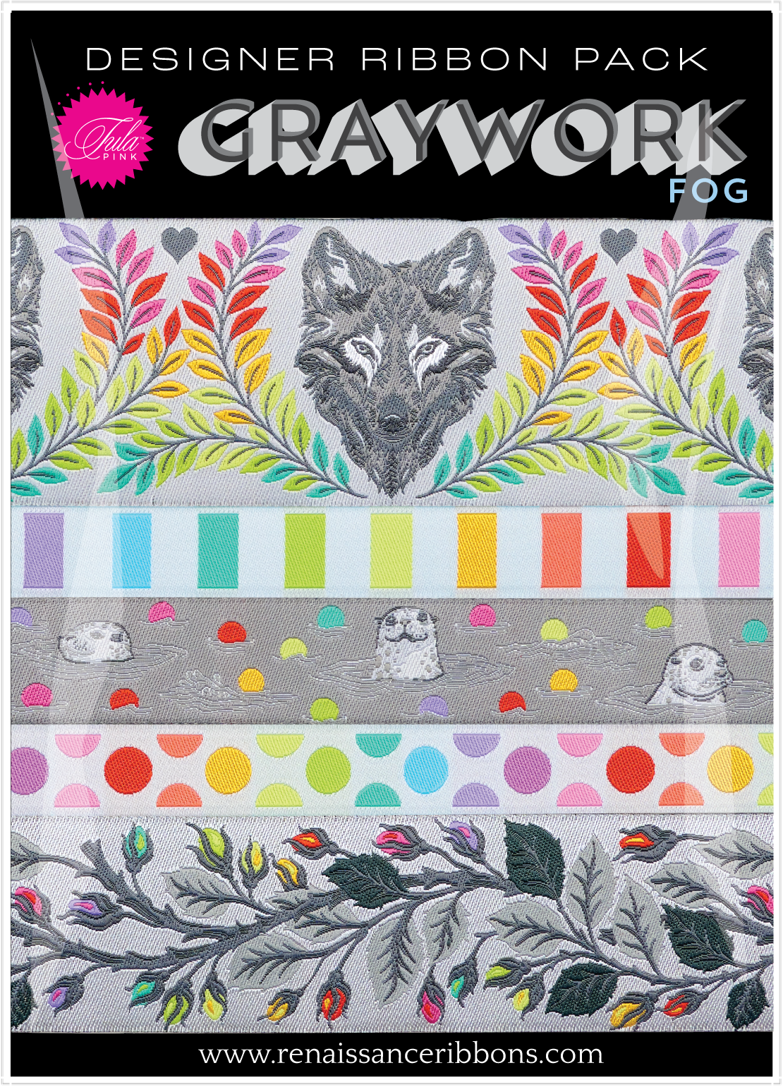 Graywork Designer Ribbon Pack - Fog