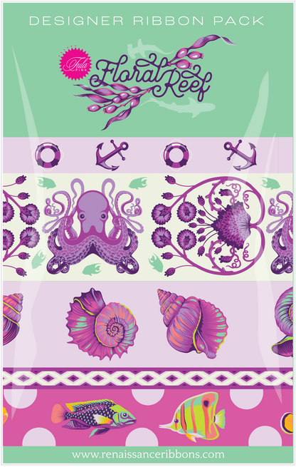 Ultraviolet Floral Reef Ribbon Pack by Tula Pink