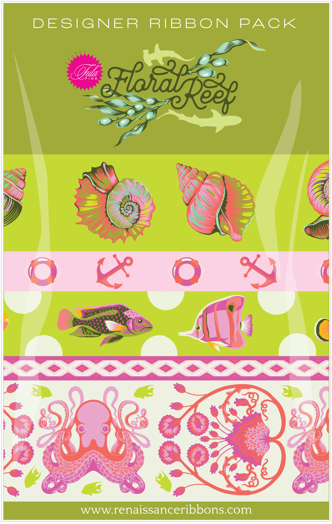 Seagrass Floral Reef Ribbon Pack by Tula Pink