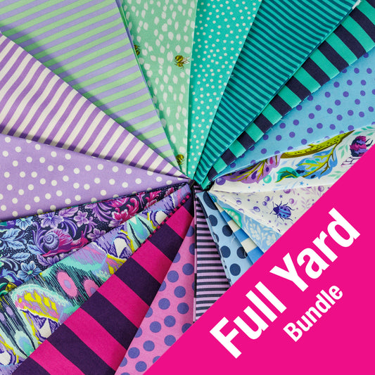 Down to Earth + True Colors Sticks and Stones COOL FULL YARD BUNDLE by Tula Pink, 18 pieces (Preorder)