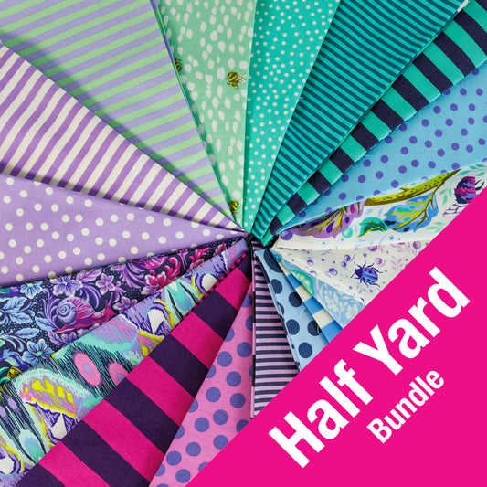 Down to Earth + True Colors Sticks and Stones COOL HALF YARD BUNDLE by Tula Pink, 18 pieces (Preorder)