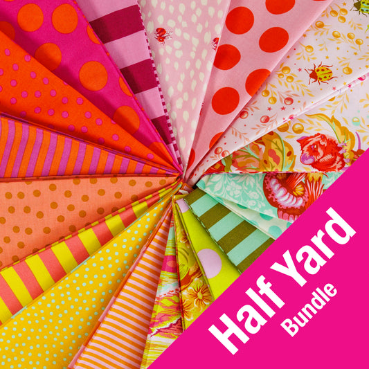 Down to Earth + True Colors Sticks and Stones WARM HALF YARD BUNDLE by Tula Pink, 18 pieces (Preorder)