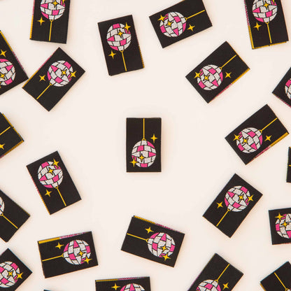 Sarah Hearts - Disco Ball - Sewing Woven Clothing Label Tags - LP195