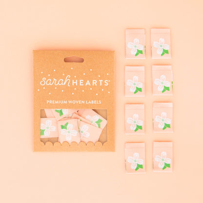 Sarah Hearts - Dogwood Blossom - Sewing Woven Clothing Label Tags - LP193