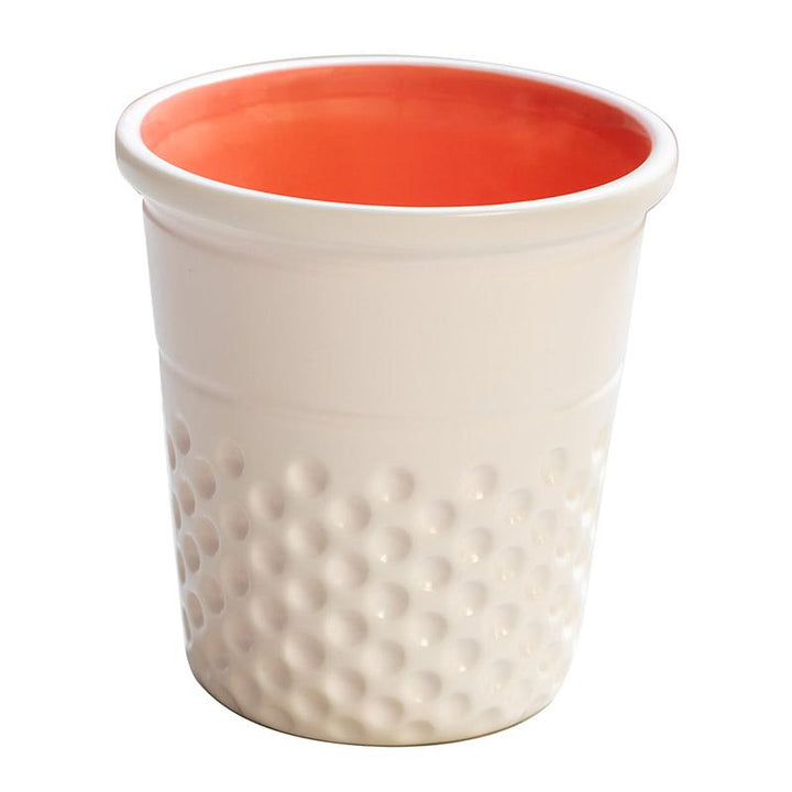 Ceramic Thimble Container - White/Coral - DR004