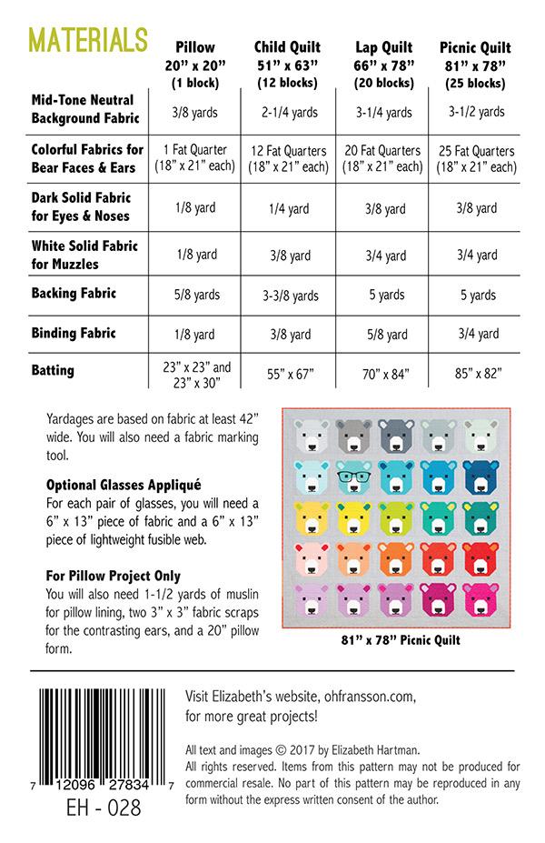 Bjorn Bear - Elizabeth Hartman - EH 028 - Printed Pattern (Preorder)