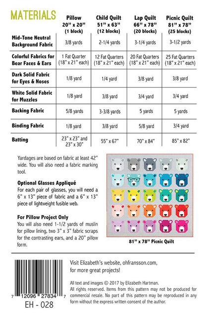 Bjorn Bear - Elizabeth Hartman - EH 028 - Printed Pattern (Preorder)