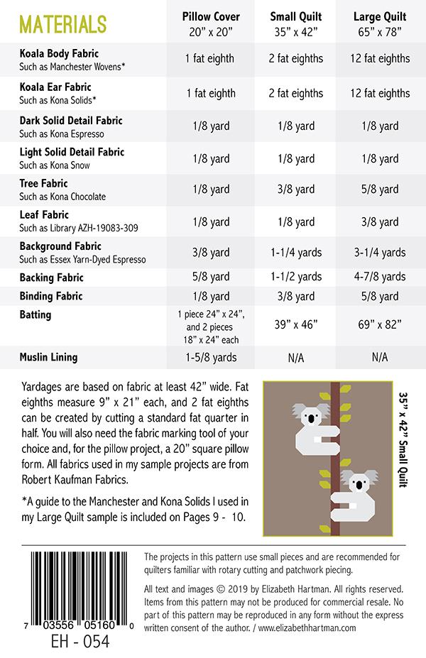 Koalas - Elizabeth Hartman - EH 054 - Printed Pattern (Preorder)