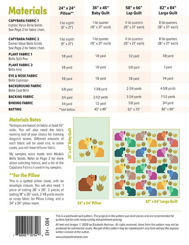 Capybara Club - Elizabeth Hartman - EH 084 - Printed Pattern (Preorder)