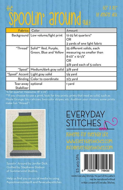 Spoolin' Around - Quilt Pattern - Everyday Stitches - ES 403SPA - Printed Pattern