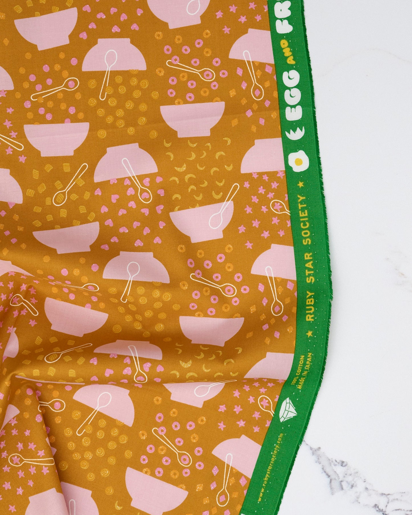 Flying Cereal in Honey - Egg and Friends by Kimberly Kight - Half Yard Fabric (Preorder)