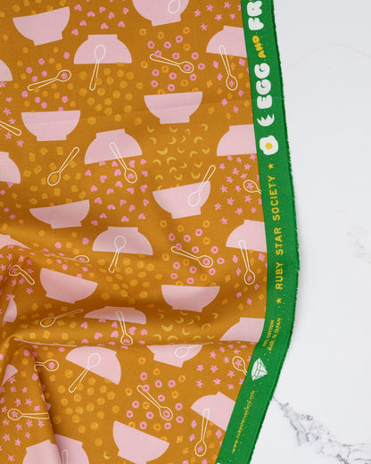 Flying Cereal in Honey - Egg and Friends by Kimberly Kight - Half Yard Fabric (Preorder)