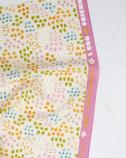 Froot in Natural - Egg and Friends by Kimberly Kight - Half Yard Fabric (Preorder)