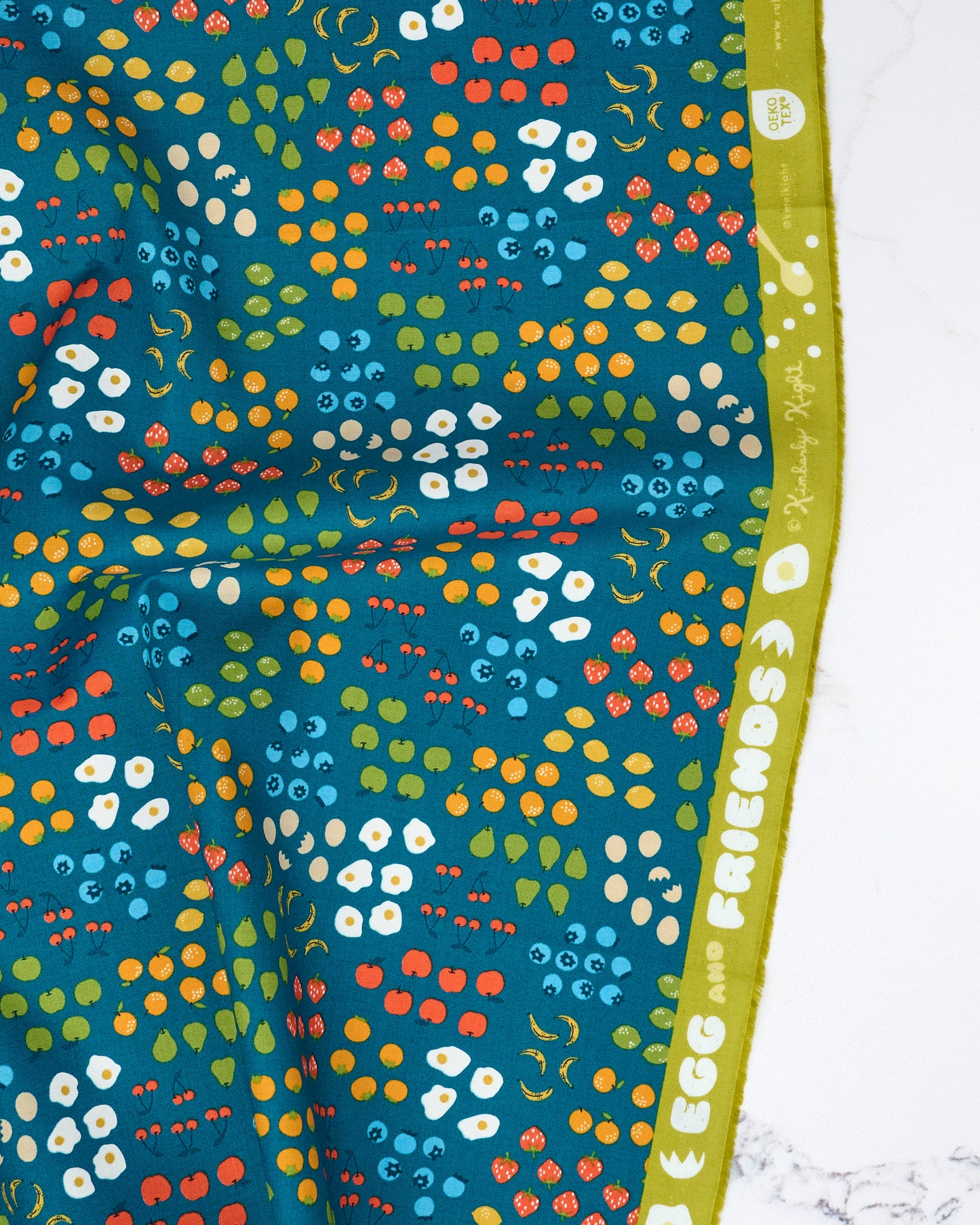 Froot in Teal - Egg and Friends by Kimberly Kight - Half Yard
