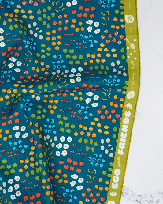 Froot in Teal - Egg and Friends by Kimberly Kight - Half Yard Fabric (Preorder)