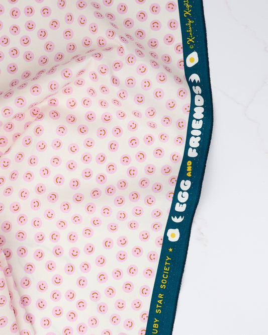 Smiley in Natural - Egg and Friends by Kimberly Kight - Half Yard Fabric (Preorder)
