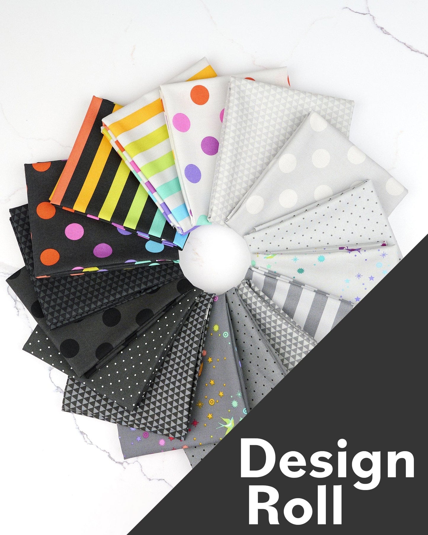 True Colors 2.5-Inch Design Roll by Tula Pink, fabric bundle of 42 pieces, Fall 2025 True Colors fabric collection. SKU: FB4DRTP.GRAYWORK