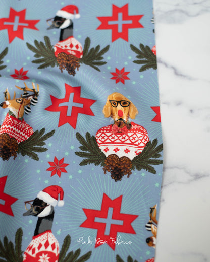 Holiday Homies Flannel - Buck, Buck, Goose - Blue Spruce - Tula Pink for Free Spirit - FNTP001.BLUESPRUCE