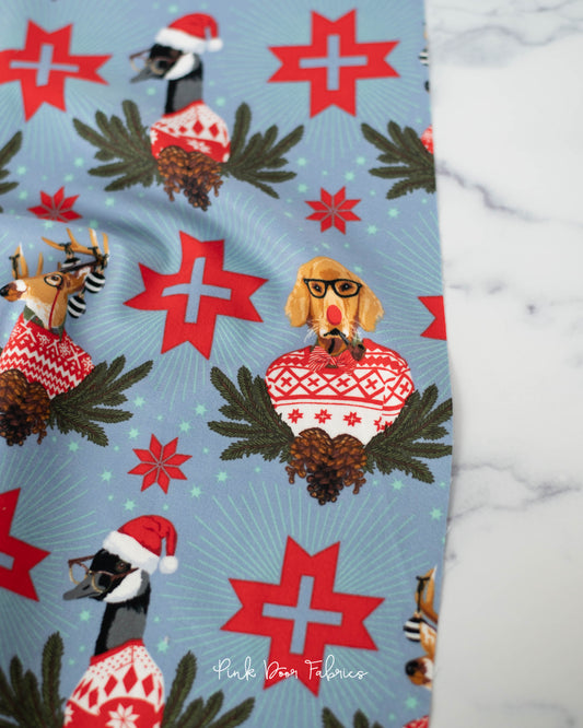 Holiday Homies Flannel - Buck, Buck, Goose - Blue Spruce - Tula Pink for Free Spirit - FNTP001.BLUESPRUCE