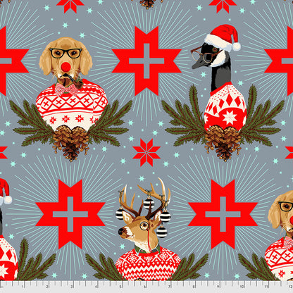 Holiday Homies Flannel - Buck, Buck, Goose - Blue Spruce - Tula Pink for Free Spirit - FNTP001.BLUESPRUCE