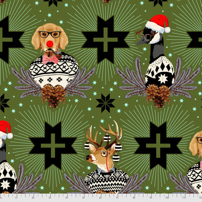 Holiday Homies Flannel - Buck, Buck, Goose - Pine Fresh - Tula Pink - FNTP001.PINEFRESH