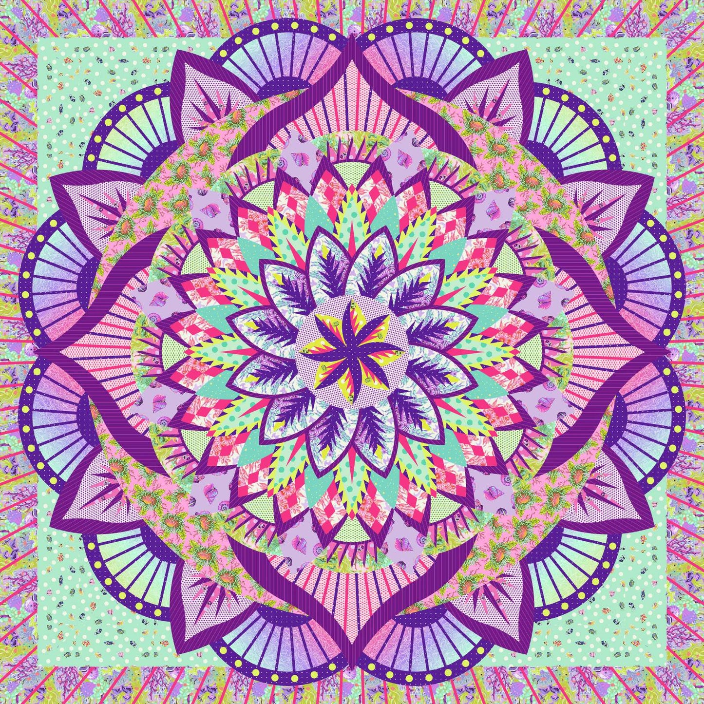 Dinner Plate Dahlia Floral Reef Quilt Kit - Fabric Only (Preorder)