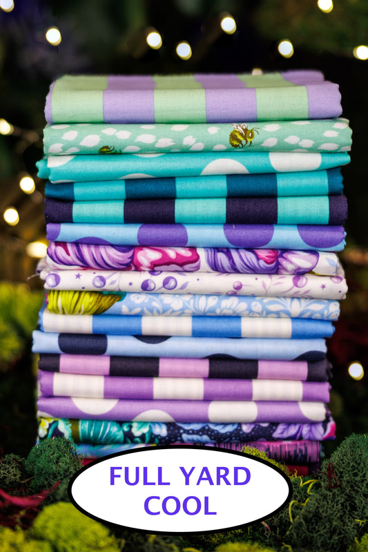 Down to Earth + True Colors Sticks and Stones COOL FULL YARD BUNDLE by Tula Pink, 18 pieces (Preorder)