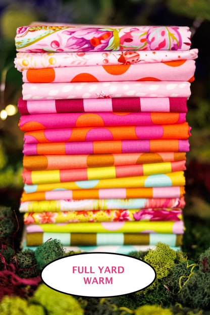 Down to Earth + True Colors Sticks and Stones WARM FULL YARD BUNDLE by Tula Pink, 18 pieces (Preorder)