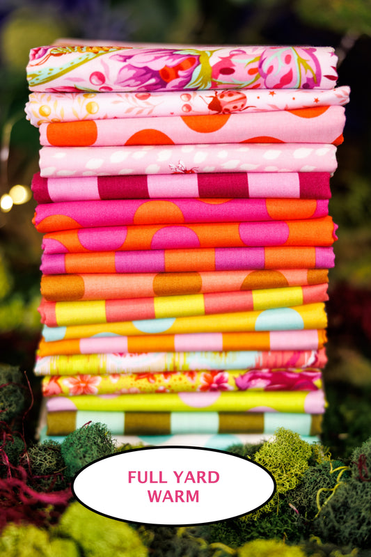 Down to Earth + True Colors Sticks and Stones WARM FULL YARD BUNDLE by Tula Pink, 18 pieces (Preorder)
