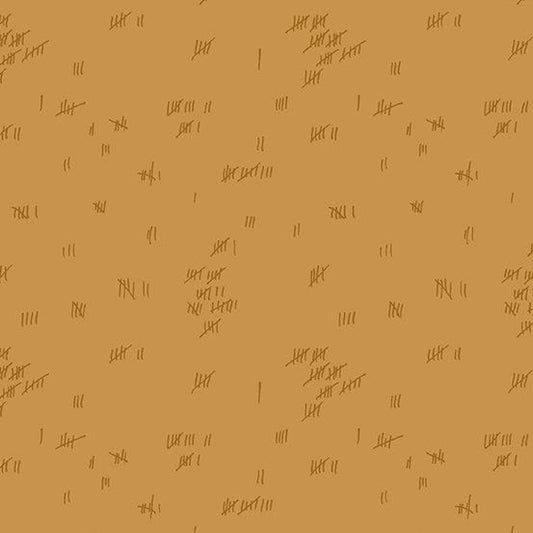 Cotton quilting fabric pattern called 'Tally in Jute'. Part of the 'Fabrics from the Basement' fabric collection. Designed by Giucy Giuce for fabric company Andover Fabrics. SKU: A-461-O. 44-45 inch width.