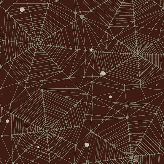 Cotton quilting fabric pattern called 'Web in Mud'. Part of the 'Fabrics from the Basement' fabric collection. Designed by Giucy Giuce for fabric company Andover Fabrics. SKU: A-457-K. 44-45 inch width.
