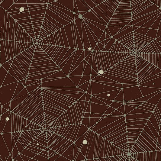 Cotton quilting fabric pattern called 'Web in Mud'. Part of the 'Fabrics from the Basement' fabric collection. Designed by Giucy Giuce for fabric company Andover Fabrics. SKU: A-457-K. 44-45 inch width.