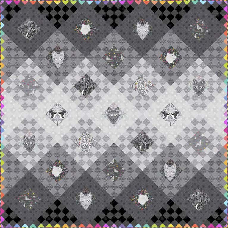 Fade to Gray Quilt Kit - pattern designer is Tula Pink and Graywork / True Color fabrics by Tula Pink (SKU: KIT2QTTP.FADE)