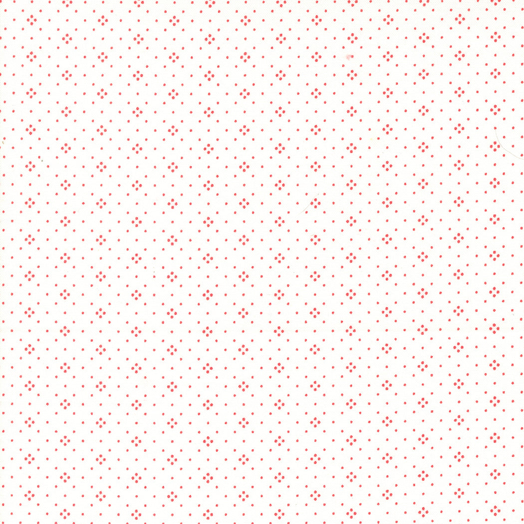 Eyelet Ivory in Cherry quilting fabric, part of the Buon Natale fabric collection by Fig Tree & Co. (SKU: 20488 85)